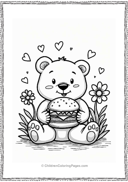 Happy Bear With A Burger Free PDF Printable