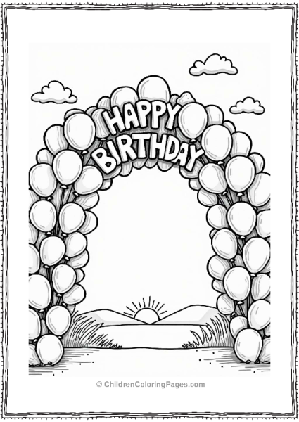 Happy Birthday Balloon Arch Free PDF Printable