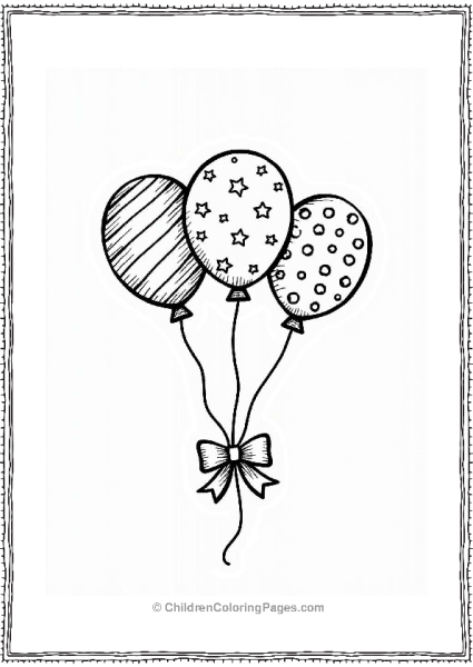 Happy Birthday Balloons With Bow Free PDF Printable