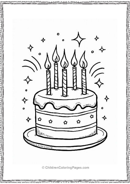 Happy Birthday Cake With Candles Free PDF Printable