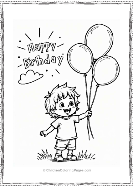 Happy Birthday Child With Balloons Free PDF Printable