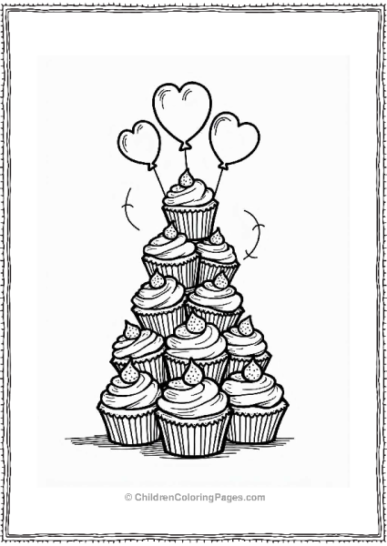 Happy Birthday Cupcake Tower Free PDF Printable