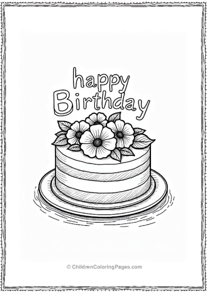 Happy Birthday Floral Cake Free PDF Printable