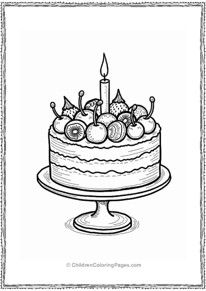 Happy Birthday Fruit Topped Cake Free PDF Printable