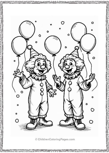 Happy Birthday Funny Clowns At A Party Free PDF Printable