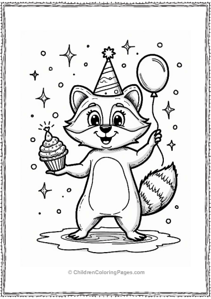 Happy Birthday Raccoon Celebration Free PDF Printable