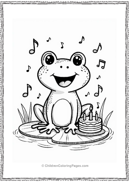 Happy Birthday Singing Frog On Lily Pad Free PDF Printable