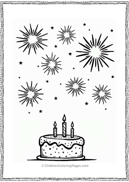 Happy Birthday With Fireworks Free PDF Printable