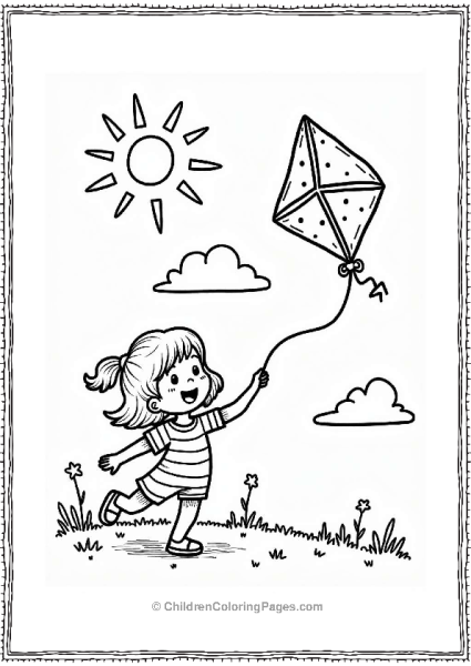 Happy Child Flying A Colorful Kite Free PDF Printable