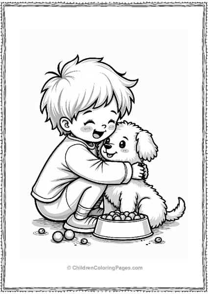 Happy Child With Fluffy Puppy Free PDF Printable