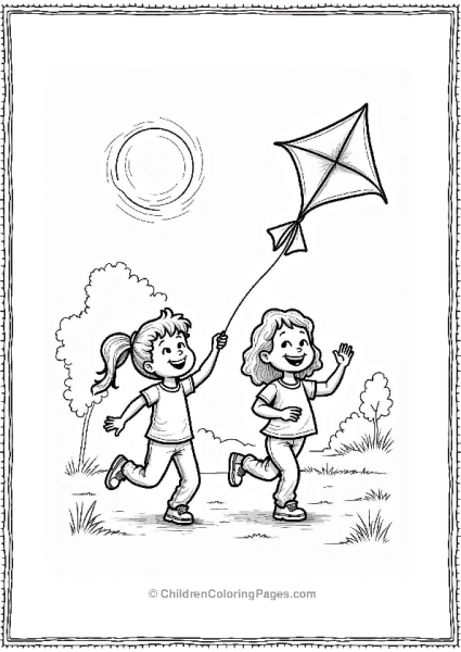 Happy Children Flying Kites At Sunset Free PDF Printable