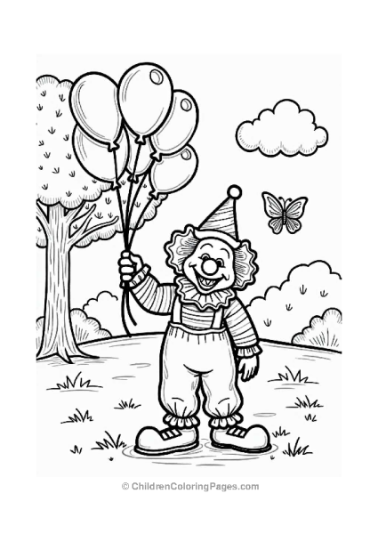 Happy Clown With Balloons In The Park Free PDF Printable