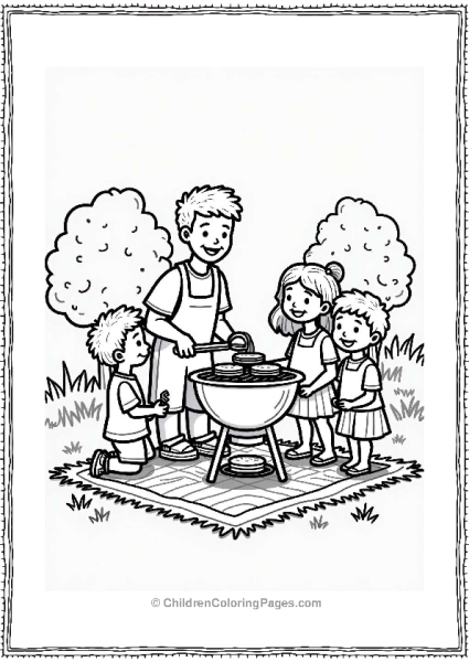 Happy Family Barbecue Scene Free PDF Printable