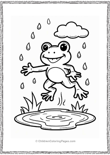 Happy Frog Jumping Into A Puddle Free PDF Printable