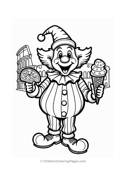 Happy Italian Clown With Pizza And Gelato Free PDF Printable