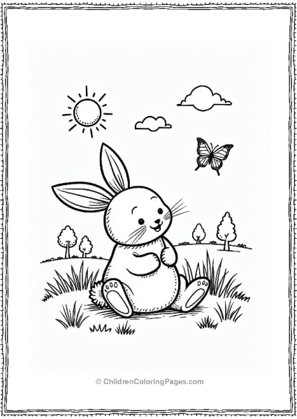 Happy Rabbit In A Sunny Meadow Free PDF Printable