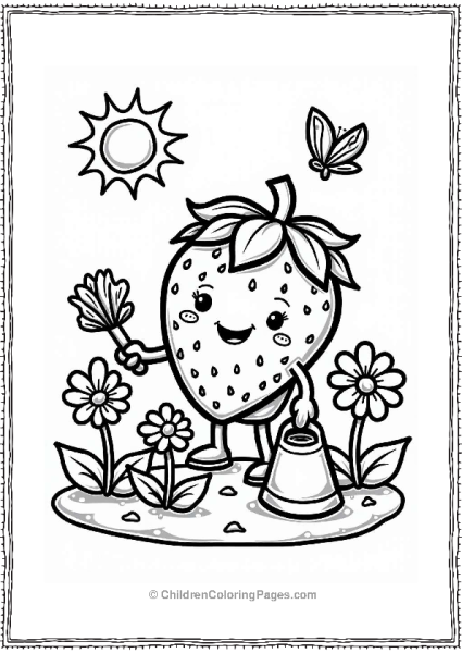 Happy Strawberry In A Garden Free PDF Printable