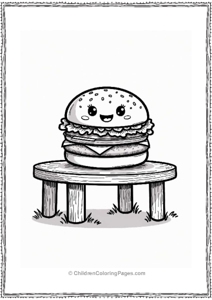 Happy Veggie Burger Character Free PDF Printable