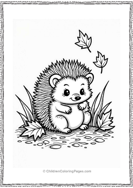 Hedgehog Among Fall Leaves Free PDF Printable