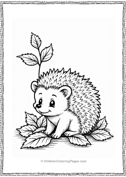 Hedgehog In A Pile Of Fall Leaves Free PDF Printable