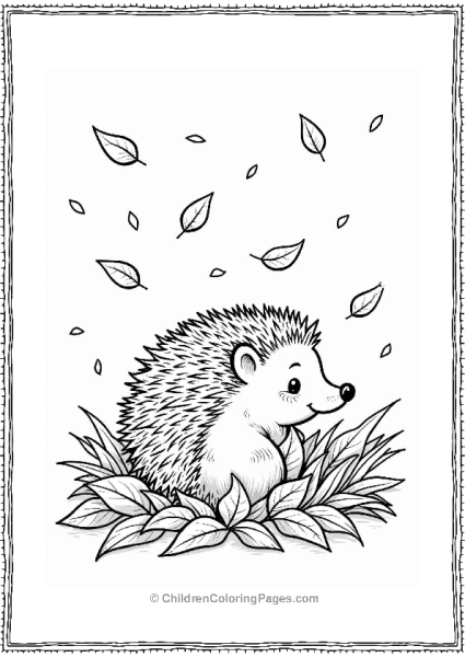 Hedgehog Nestled In Fall Leaves Free PDF Printable