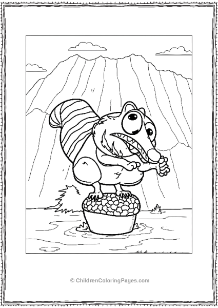 Ice Age Scrat Floating On An Accorn Free PDF Printable