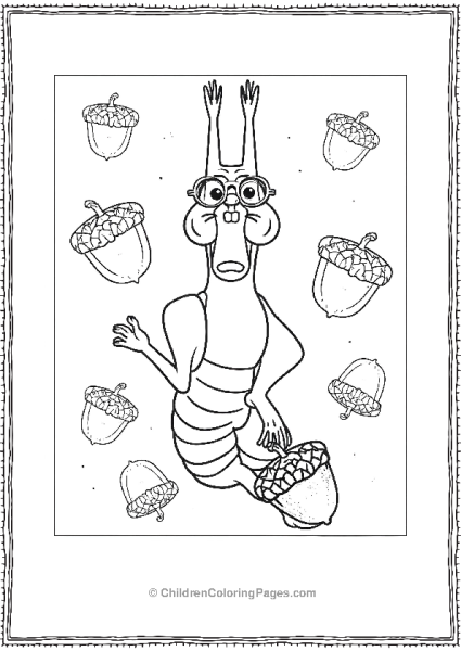 Ice Age Scrat Hanging Among Acorns Free PDF Printable