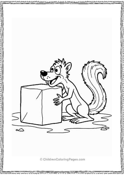 Ice Age Squirrel Pushing An Ice Block Free PDF Printable