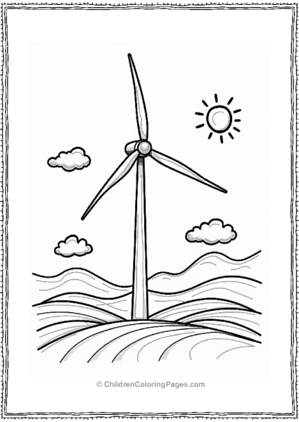 Innovative Wind Turbine In A Sunny Landscape Free PDF Printable