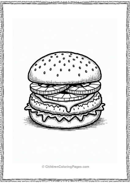 Japanese Teriyaki Burger Coloring Page Free PDF Printable