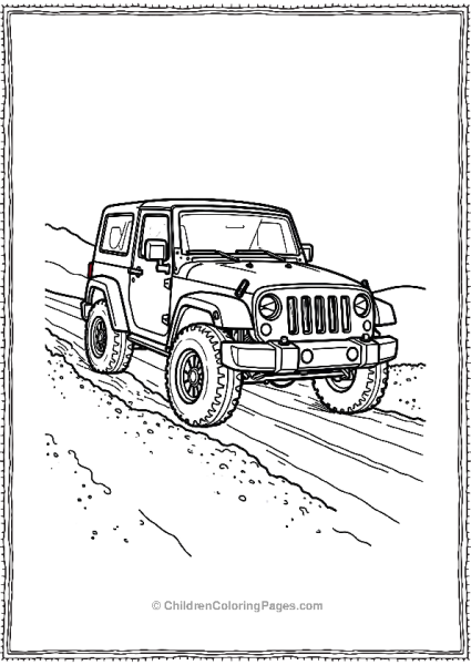 Jeep On A Single Dirt Trail Free PDF Printable