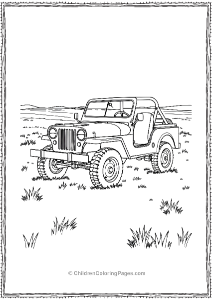 Jeep Parked In Field Free PDF Printable