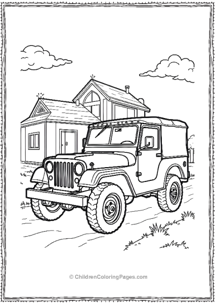 Jeep Parked In Front Of A Barrack Free PDF Printable