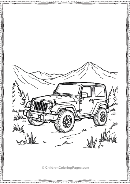 Jeep Parked On A Scenic Overview Free PDF Printable