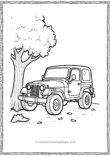 Jeep Parked Under A Tree Free PDF Printable