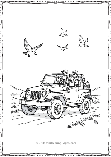 Jeep Passengers Spotting Birds Free PDF Printable