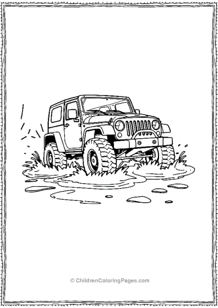 Jeep Slashing Though Muddy Puddle Free PDF Printable