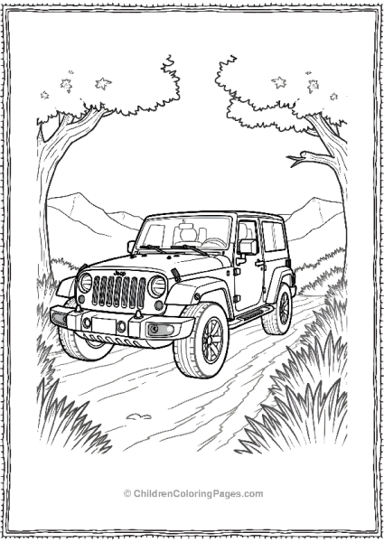 Jeep Surrounded By Wildlife Free PDF Printable