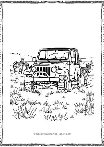 Jeep Traveling Through Grass Lands Free PDF Printable