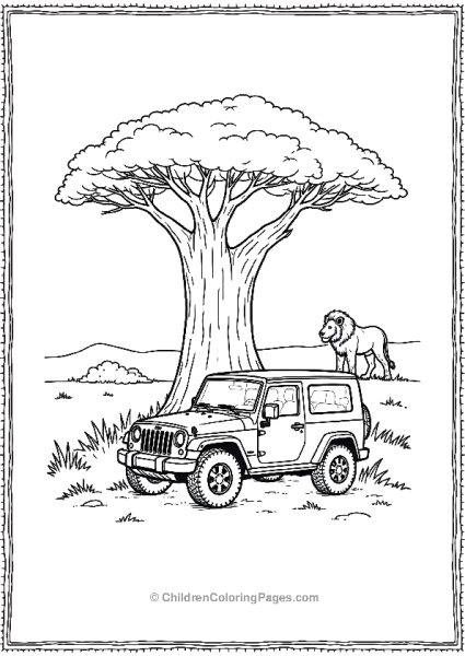 Jeep Under A Tree Free PDF Printable