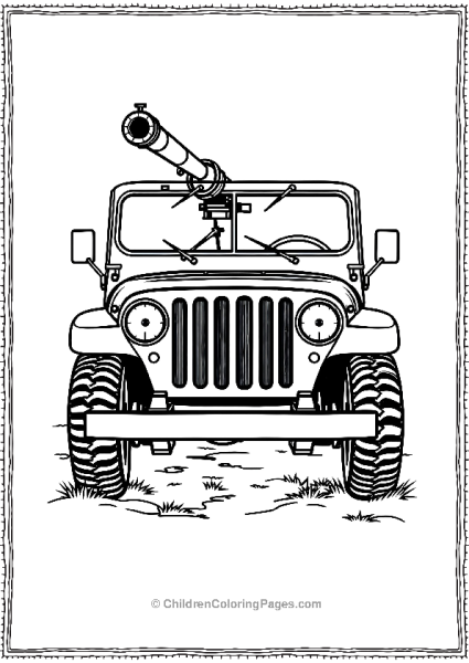 Jeep With A Mounted Machine Gun Free PDF Printable