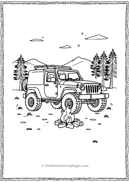 Jeep With A Tent Free PDF Printable