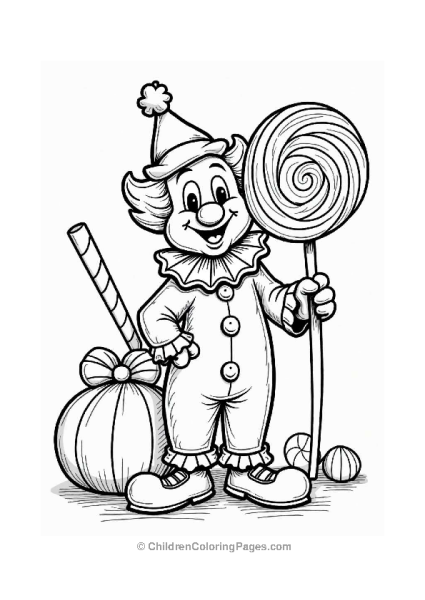 Jolly Clown With Giant Lollipop Free PDF Printable