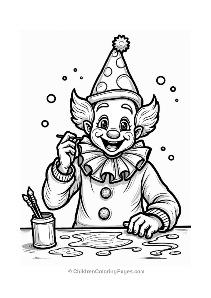 Joyful Clown Applying Colorful Mask Free PDF Printable