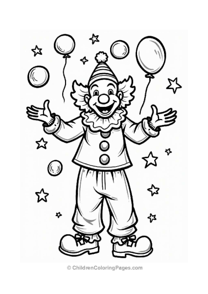 Joyful Clown Juggling Colorful Balls Free PDF Printable