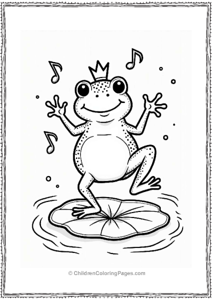 Joyful Frog Dancing On A Lily Pad Free PDF Printable