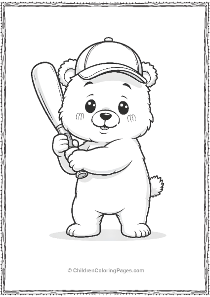 Kawaii Bear Baseball Batter Free PDF Printable