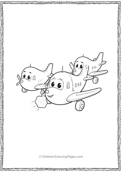 Kawaii Plane Family Free PDF Printable