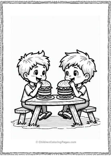 Kids Enjoying Custom Burgers Free PDF Printable