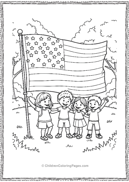 Kids Holding A Giant Flag A Group Of Smiling Children Scaled Free PDF Printable